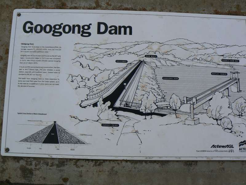 Googong Dam information sign at wallside carpark