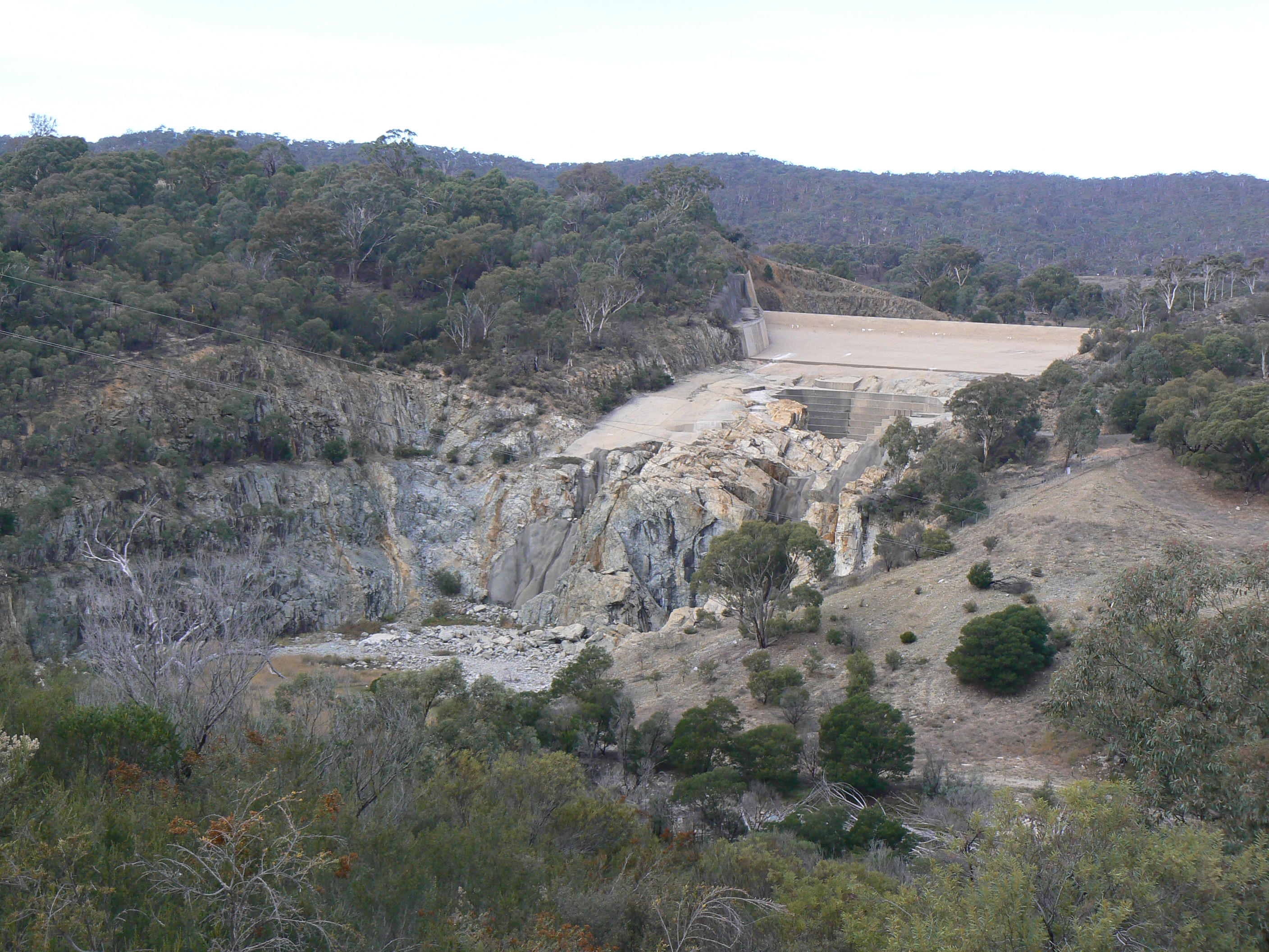 The old eroded spillway