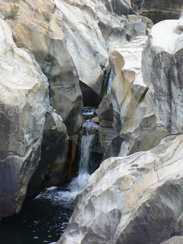 Queanbeyan River flowing through the rocks as seen from the cascades.