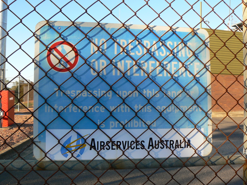 Sign on the fence of the Mount Majura Radar Complex.