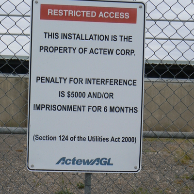 Sign on a reservoir entrance