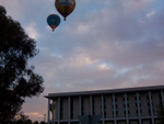 Hot air balloons over the National Library