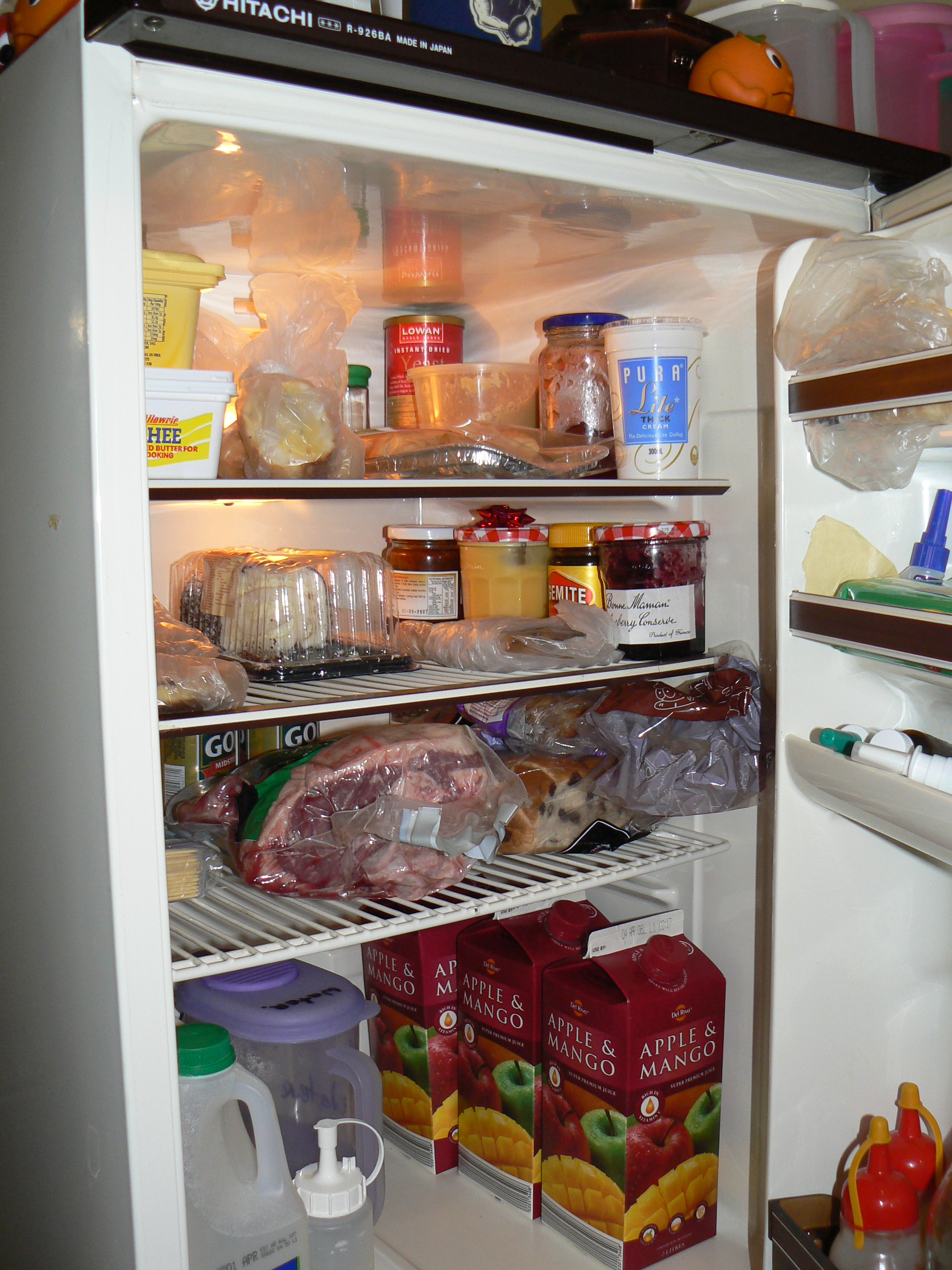 The fridge was open for about five minutes during Earth Hour. Despite the lovely glow, one must keep the food chilled.