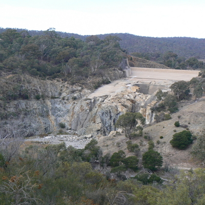 The old eroded spillway