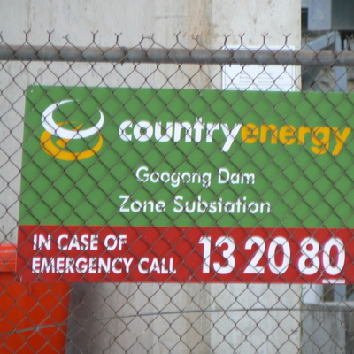 The Googong Dam substation. It's amusing that the dam is run by ACT water/electricity/gas utility ActewAGL, and yet the substation is run by Country Energy.