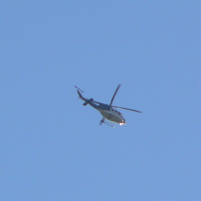 A helicopter flew overhead while I was looking around the summit of Mount Majura