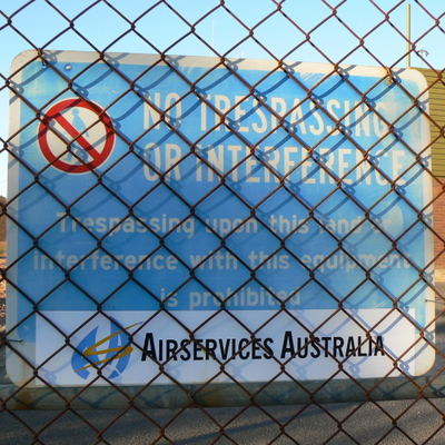 Sign on the fence of the Mount Majura Radar Complex.