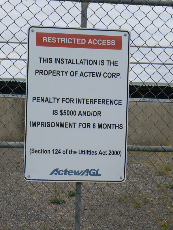 Sign on a reservoir entrance
