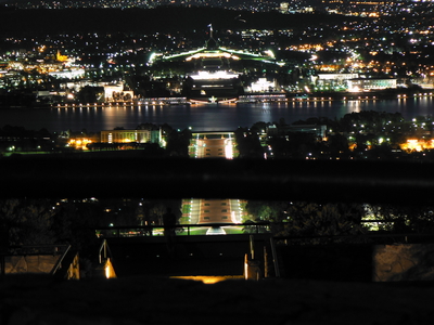 ANZAC Parade and Parliament House from Mount Ainslie